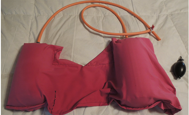 inflated bladders inside pillowcase