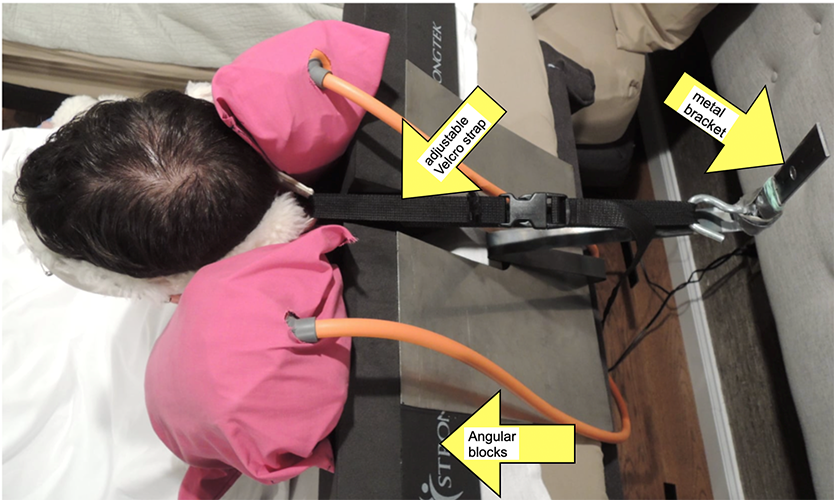 in bed with head supports